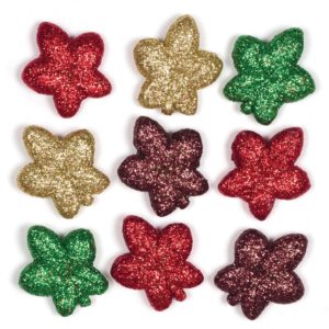 3D Polystyrene Autumn Leaves - 20 Miniature Glitter Leaves For Crafts