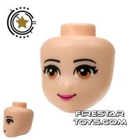 Product shot LEGO Friends Mini Figure Heads - Light Brown Eyes and Pink Lips