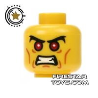 Product shot LEGO Mini Figure Heads - Angry Face - Red Eyes