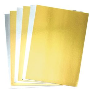 A4 Gold & Silver Card - 20 Sheets of Metallic Card. Weight 250gsm.