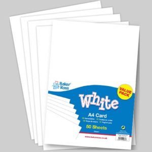 A4 White Card - 50 sheets of white 220gsm card. A4 card ideal craft activities