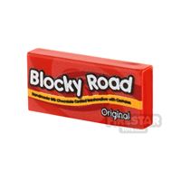 Product shot Printed Tile 1x2 - Blocky Road Chocolate Bar