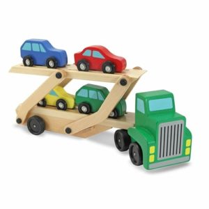 Melissa & Doug Wooden Car Transporter Toy Truck & Cars