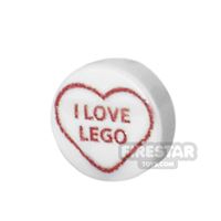 Product shot Printed Round Tile 1x1 - Brick Hearts - I Love LEGO
