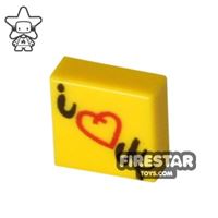 Product shot Printed Tile 1x1 - Post-it Note - I Love You