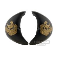 Product shot BrickForge - Round Pauldrons - Black with Gold Lion - Pair