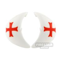 Product shot BrickForge - Round Pauldrons - White with Red Cross - Pair