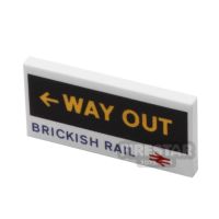 Product shot Custom Printed  Tile 2x4 Brickish Rail / Underground Way Out Sign