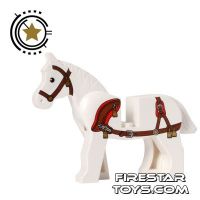Product shot LEGO Animals Mini Figure - Horse with Harness - White