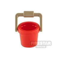 Product shot LEGO - Bucket - Red with Dark Tan Handle