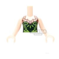 Product shot LEGO Elves Mini Figure Torso - Dark Green Halter Top with Copper Straps