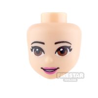 Product shot LEGO Friends Minifigure Head Brown Eyes and Pink Lips