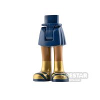 Product shot LEGO Friends Mini Figure Legs - Dark Blue Skirt with Gold Boots