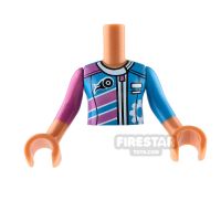 Product shot LEGO Friends Mini Figure Torso - Dark Azure Racing Jacket