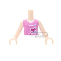 Product shot LEGO Friends Mini Figure Torso - Dark Pink Top with Hearts