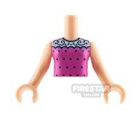 Product shot LEGO Friends Mini Figure Torso - Dark Pink Top with White Collar