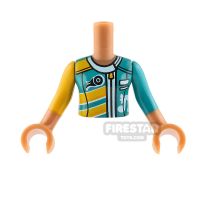 Product shot LEGO Friends Mini Figure Torso - Dark Turquoise Racing Jacket