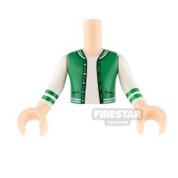 Product shot LEGO Friends Mini Figure Torso - Green Jacket over White Shirt