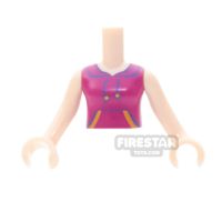 Product shot LEGO Friends Mini Figure Torso - Magenta Top with Yellow and Purple Stripes