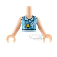 Product shot LEGO Friends Mini Figure Torso - Medium Azure Blouse Top with Star