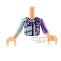 Product shot LEGO Friends Mini Figure Torso - Medium Lavender Racing Jacket
