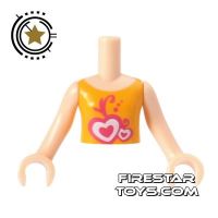 Product shot LEGO Friends Mini Figure Torso - Orange Top With Hearts Pattern