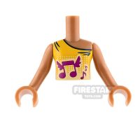 Product shot LEGO Friends Mini Figure Torso - Orange Vest Top with Music Notes