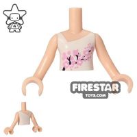 Product shot LEGO Friends Mini Figure Torso - White Top with Pink Flowers