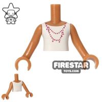 Product shot LEGO Friends Mini Figure Torso - White Top with Pink Necklace