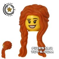 Product shot LEGO Hair - Long Wavy Braids - Dark Orange