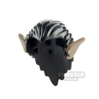 Product shot LEGO Hair - Long With Pointy Brown Orc Ears - Black