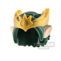 Product shot LEGO Hair - Mid Length - Dark Green with Gold Pointed Tiara