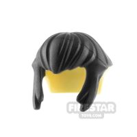 Product shot LEGO Hair - Pointed Fringe - Black and Bright Light Yellow