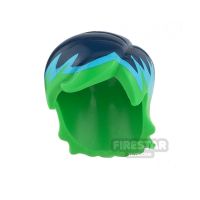 Product shot LEGO Hair - Side Part - Dark Blue with Light Blue and Green Streaks