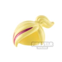 Product shot LEGO Hair Side Ponytail with Highlights - Bright Light Yellow with Magenta Streak
