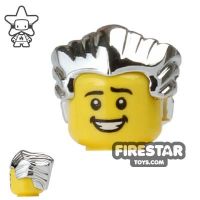 Product shot LEGO Hair - Slicked Back - Chrome Silver