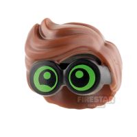 Product shot LEGO Hair - Wavy with Green Goggles - Reddish Brown
