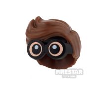 Product shot LEGO Hair - Wavy with Light Flesh Goggles - Reddish Brown