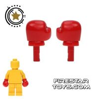 Product shot LEGO Mini Figure Hands - Boxing Gloves - Pair - Red