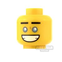 Product shot LEGO Mini Figure Heads - Ninjago - Blue Eyes and Smile / Scowl