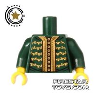 Product shot LEGO Mini Figure Torso - Decorative Green and Gold Jacket