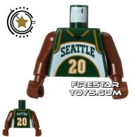Product shot LEGO Mini Figure Torso - NBA Seattle SuperSonics - Player 20