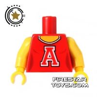 Product shot LEGO Mini Figure Torso - Red Cheerleader Top