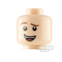 Product shot LEGO Minifigure Head Brown Eyebrows Lopsided Smile and Grin