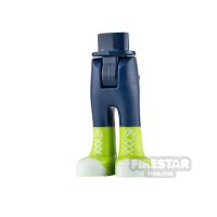 Product shot LEGO Minifigure Legs Dark Blue with Lime Boots