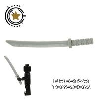 Product shot LEGO - Ninja Samurai Sword - Octagonal Guard - Light Blueish Gray