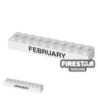 Product shot Printed Brick 2x10 - Calendar Brick - January/February