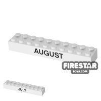 Product shot Printed Brick 2x10 - Calendar Brick - July/August