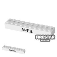 Product shot Printed Brick 2x10 - Calendar Brick - March/April
