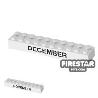 Product shot Printed Brick 2x10 - Calendar Brick - November/December